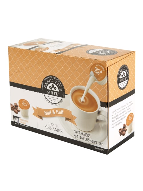 Executive Suite Half And Half Liquid Coffee Creamer Original Flavor 0 38 Oz Single Serve X 48 Office Depot