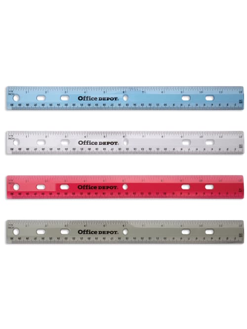 Office Depot Brand Transparent Plastic Ruler For Binders 12 Assorted Colors No Color Choice Office Depot