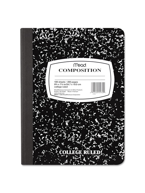 1 Subject College Ruled Marble Composition 100 Page Notebook Variety Pack of 5