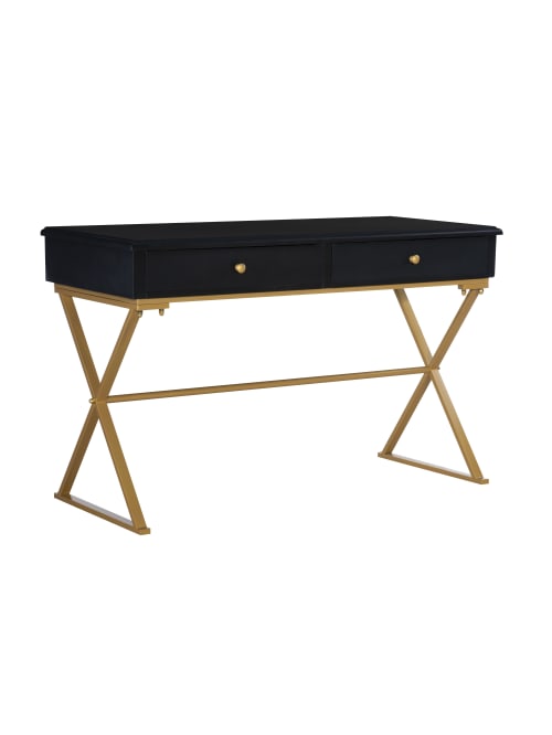 Linon Amy 48 W Campaign Desk Blackgold Office Depot