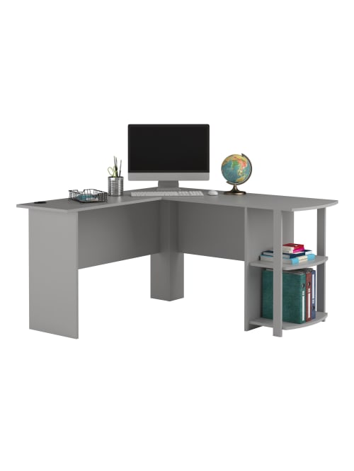 Ameriwood Home Dakota L Shaped Desk With Bookshelves Dove Gray Office Depot