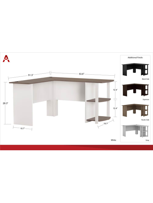 Ameriwood Home Dakota L Shaped Desk With Bookshelves Dove Gray Office Depot