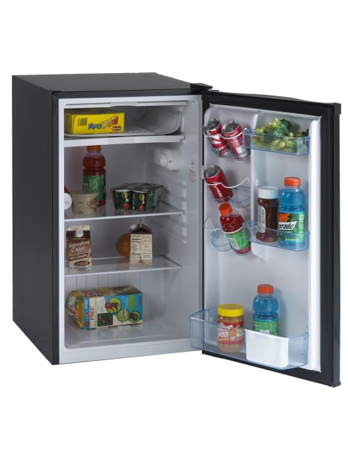 Avanti 4 4 Cu Ft Compact Refrigerator With Chiller Compartment Black Office Depot