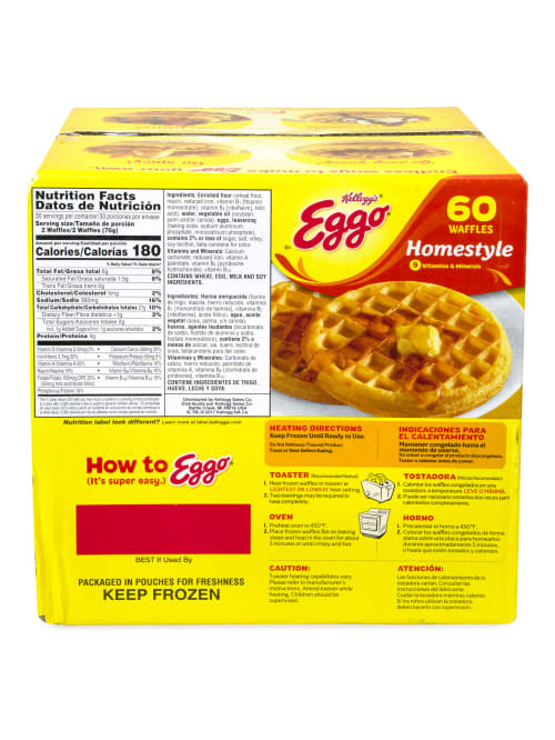 Kellogg S Eggo Homestyle Waffles 10 Waffles Per Pack Box Of 6 Packs Item 7289819