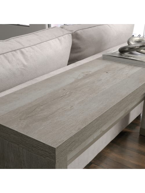 Sauder Manhattan Gate Sofa Table Mystic Oak Office Depot Strong and lightweight panel construction making it easy to assemble and from serving beverages and snacks to storing miscellaneous items, this manhattan gate coffee table from sauder makes a stylish and functional. sauder manhattan gate narrow sofa table mystic oak item 7338973
