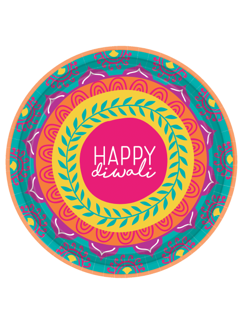 Amscan Diwali Round Paper Plates 7 X7 Case Of 48 Office Depot