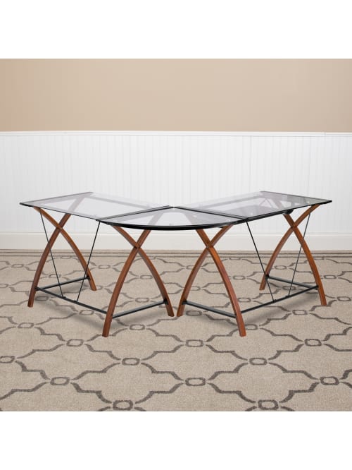 Computer Desk With Pull Out Keyboard Office Depot Choose traditional, modern designs or impressive executive desks. flash furniture contemporary glass l shape computer desk with pull out keyboard tray cherry item 742552