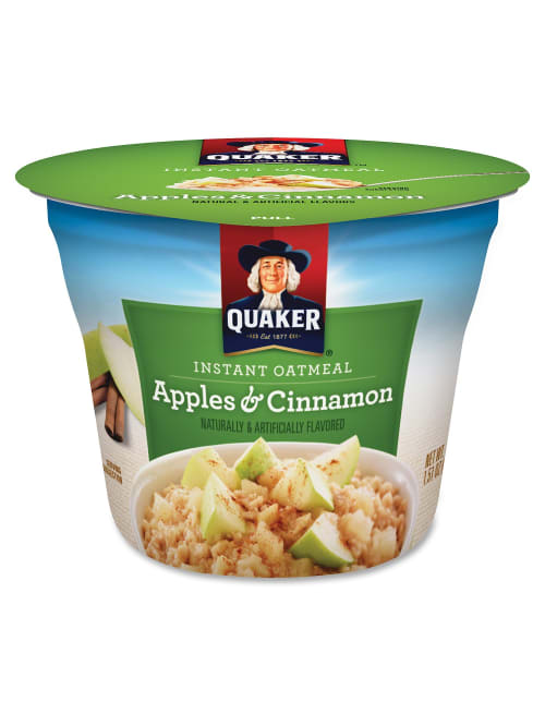Quaker Express Oatmeal Cups Apples And Cinnamon 1 5 Oz Pack Of 24 Office Depot