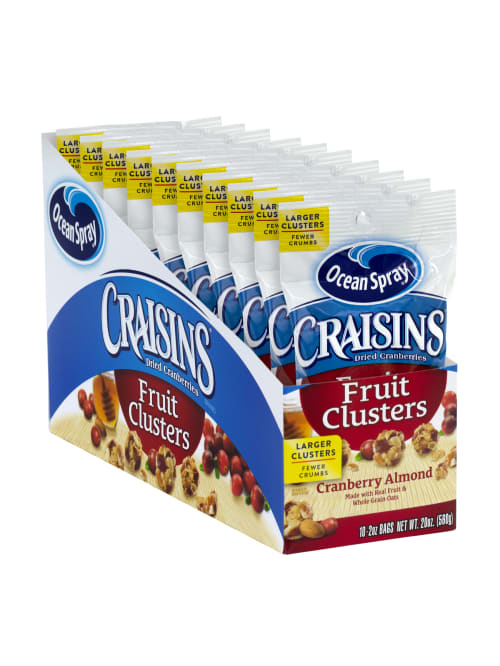 Ocean Spray Craisins Fruit Clusters Cranberry Almond 2 Oz 10 Count Office Depot