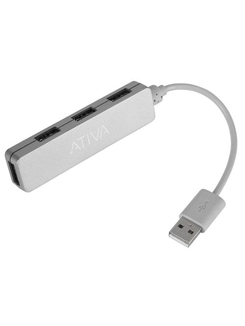 Ativa Usb 2 0 4 Port Hub Silver Uh 73s Office Depot