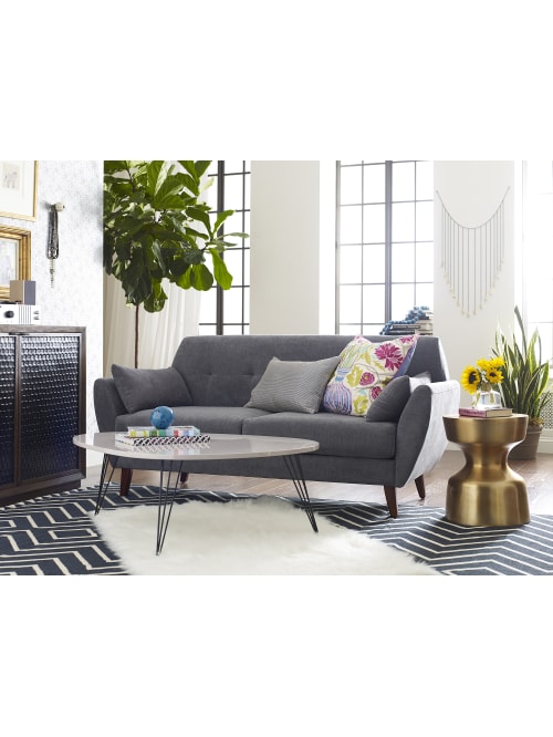 Elle D Cor Amelie Mid Century Modern Sofa Dark Graychestnut