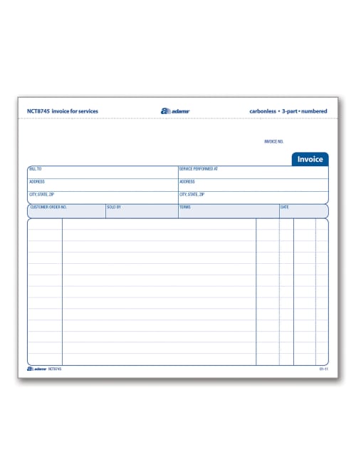 Adams Invoice For Services Office Depot