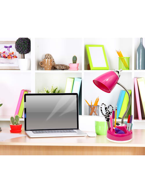 desk lamp with organizer and outlet