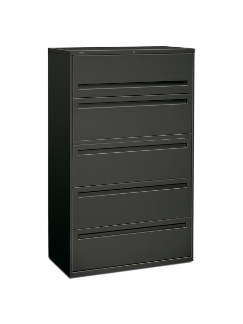 Hon Brigade 700 42 W Lateral 5 Drawer File Cabinet Metal Charcoal Office Depot