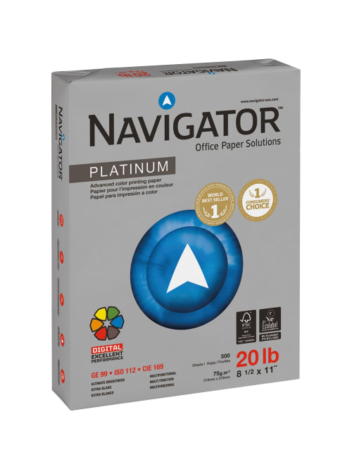 Navigator Platinum Office Multi Use Paper Letter Size 8 12 X 11 20 Lb Smooth Bright White Carton Of 5000 Sheets Office Depot