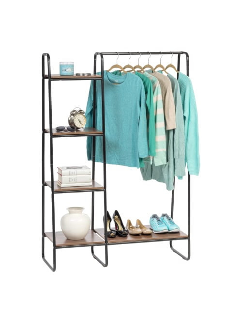 Iris Metal Garment Rack Shelves Blackdark Office Depot