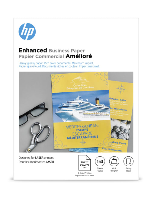 Hp Enhanced Business Paper For Laser Printers Glossy Letter Size 8 12 X 11 Heavy 40 Lb Pack Of 150 Sheets Q6611a Office Depot