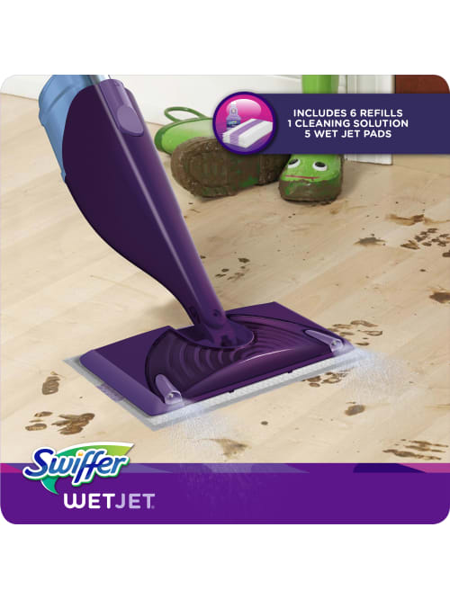 Swiffer Wetjet Spray Mop Starter Kit Purplesilver Office Depot