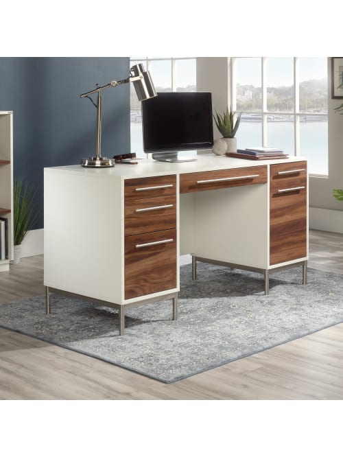 Sauder Vista Key Executive Desk Oak Acacia Office Depot Sauder reviews and sauder.com customer ratings for may 2021. sauder vista key 60 w executive desk pearl oak blaze acacia item 7677706