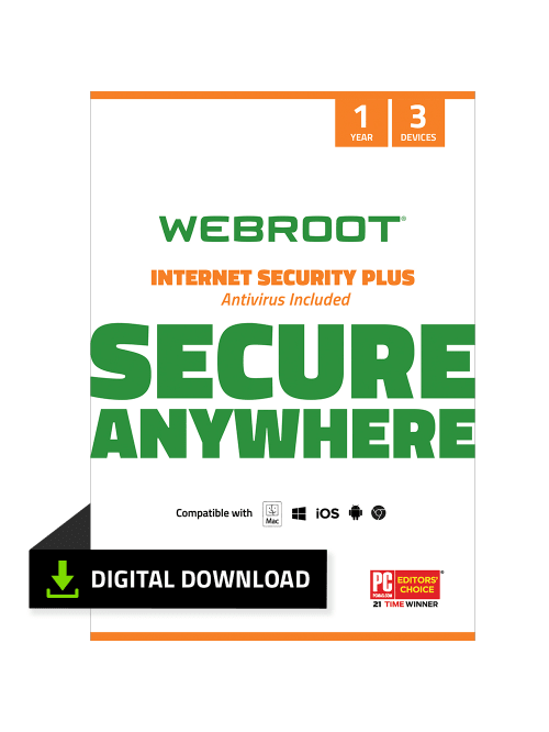 Webroot Internet Security Plus With Antivirus Protection 3 Devices 1 Year Subscription Office Depot