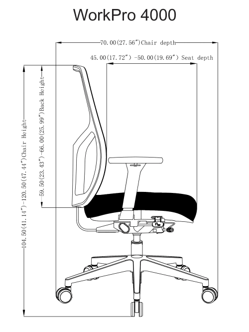 Yubbler WorkPro 4000 Series Multifunction Ergonomic Mesh Fabric High Back Executive Chair Black Black