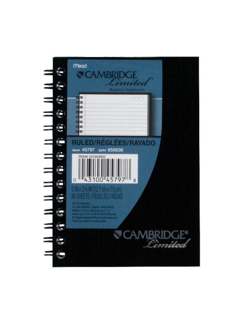 80 Sheets Mead Cambridge Limited Mini Business Notebook 3 1/2 x 5 30