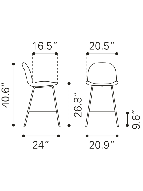 Zuo Siena Counter Chairs Graygold 2pk Office Depot
