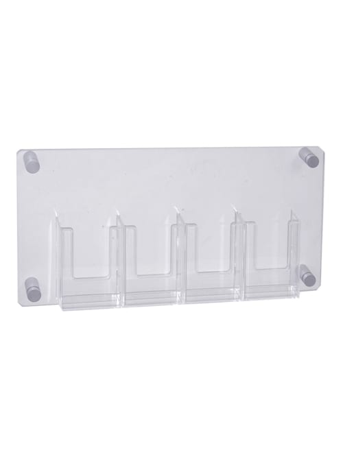 Azar Displays 4 Pocket Trifold Wall Mount Brochure Holder 11 H X 23 W X 1 38 D Clear Office Depot