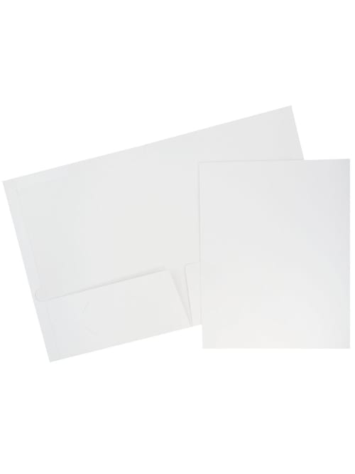 Jam Paper Glossy 2 Pocket Presentation Folders White Pack Of 6 Office Depot