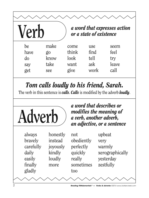 Barker Creek Grammar Activity Book Verbs And Adverbs Grades 1 To