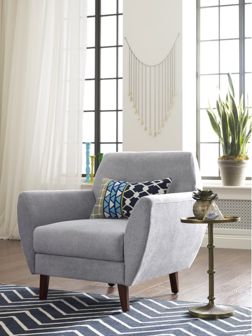 Elle D Cor Amelie Mid Century Modern Arm Chair Light Graychestnut Office Depot