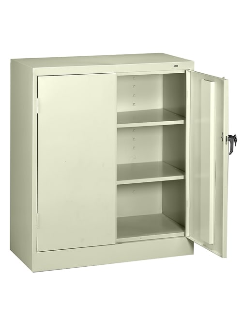 Tennsco Counter High Storage Cabinet With Reinforced Doors 42 H X 36 W X 18 D Putty Office Depot