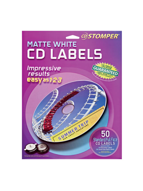 Cd Stomper Matte White Inkjet Laser Cd Labels 98108 Pack Of 50 Item 796171