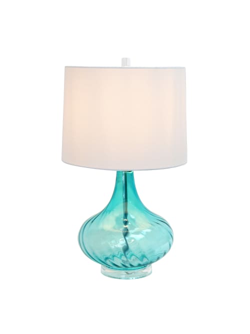 blue glass base table lamp