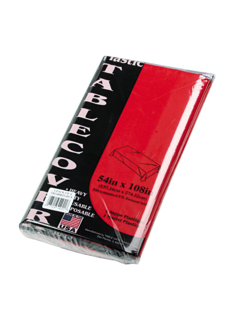 Tablemate Plastic Rectangular Table Covers 54 X 108 Red Pack Of 6