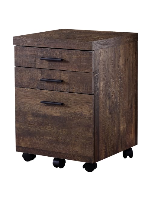Monarch Specialties 17 34 D Vertical 3 Drawer File Cabinet Brown Wood Grain Office Depot