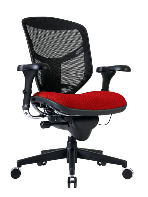 Yubbler - Fabric 9000 WorkPro Series Mesh/Premium Quantum Ergonomic Black/Cherry Chair, Mid-Back