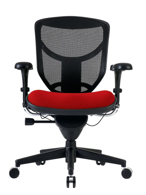 Yubbler - WorkPro Mesh/Premium Fabric 9000 Black/Cherry Chair, Mid-Back Ergonomic Series Quantum