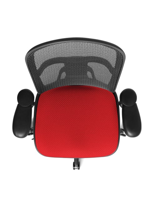 Yubbler - WorkPro Black/Cherry Chair, Ergonomic Mesh/Premium Series Quantum Mid-Back Fabric 9000