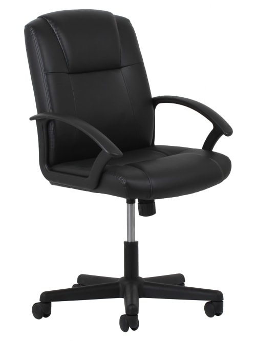 Ofm Leather Mid Back Chair With Arms Black Office Depot