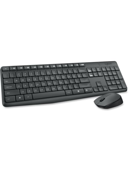 Logitech Wireless Keyboard And Mouse Straight Full Size Keyboard Black Ambidextrous Optical Mouse Mk235 Office Depot