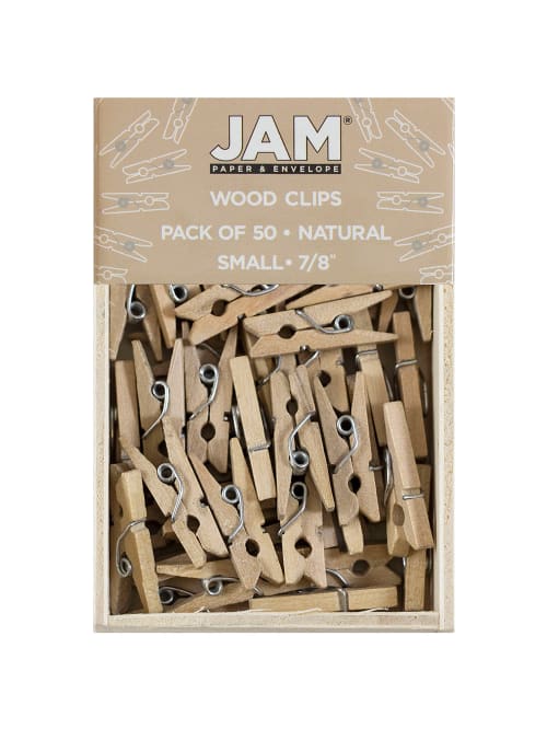 Jam Paper Wood Clip Clothespins 78 Natural Box Of 50 Clothespins