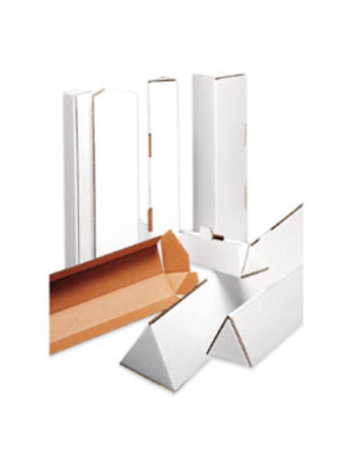 50-3 x 24 1//4 White Corrugated Cardboard Triangle Mailing Shipping Tubes