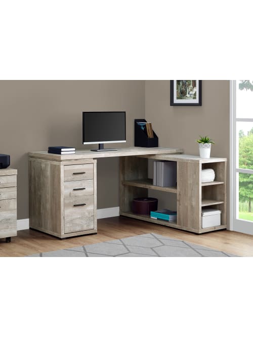 Monarch Specialties L Shaped Computer Desk With Bookshelf Taupe Woodgrain Office Depot I am a geek.i'm good with things that can be fixed with a keyboard and mouse. monarch specialties l shaped computer desk with bookshelf taupe woodgrain item 8258523