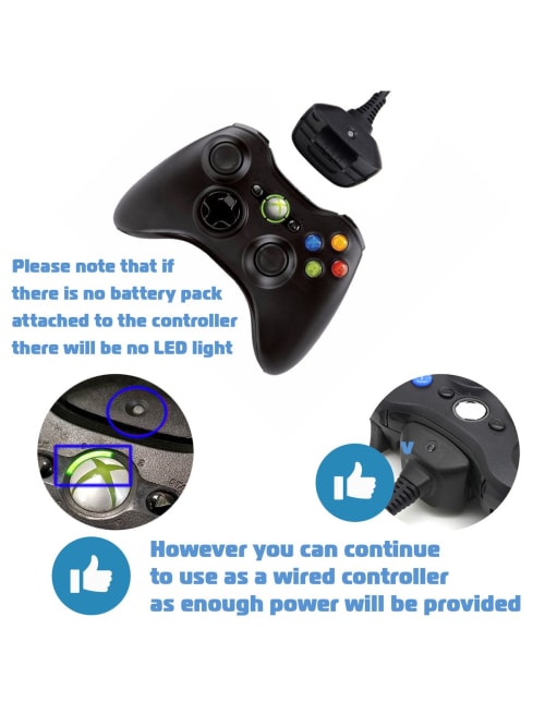 Insten Wireless Controller Charging Cable For Microsoft Xbox 360 Gaming Black Office Depot