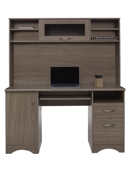 Realspace Pelingo 56 W Desk With Hutch 64 H X 55 12 W X 23 D Gray