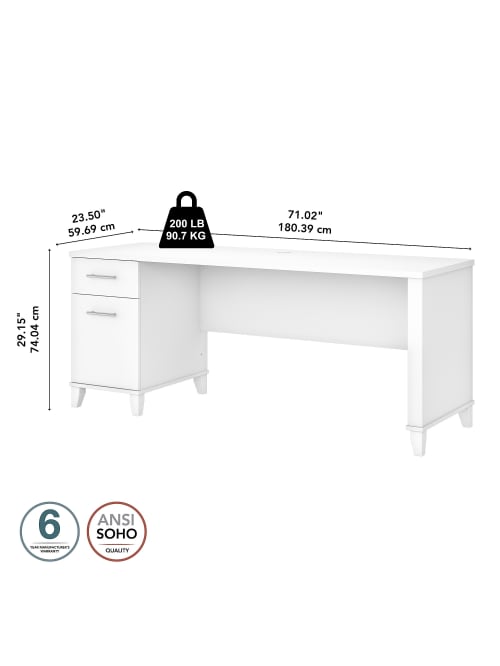 Bush Furniture Somerset Office Desk With Drawers 72 W White Standard Delivery Office Depot