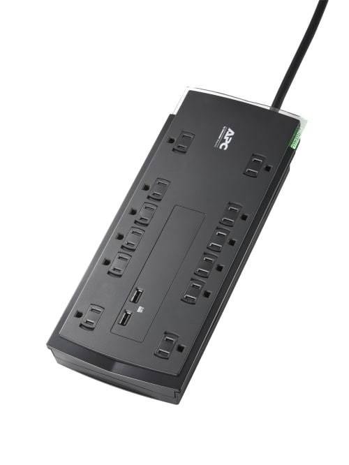 Apc Performance Surgearrest 12 Outlet And 2 Usb Surge Protector 6 Cord Black P12u2 Office Depot