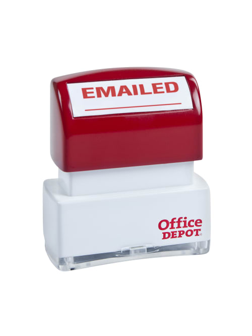 Office Depot Brand Pre Inked Message Stamp Emailed Red Office Depot