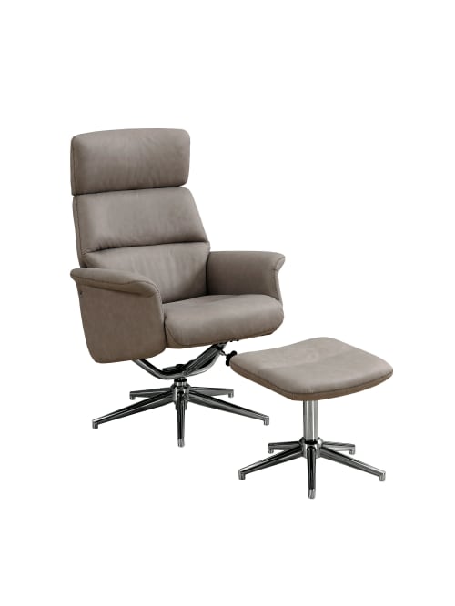 monarch specialties swivel recliner chair and ottoman set taupechrome office depot
